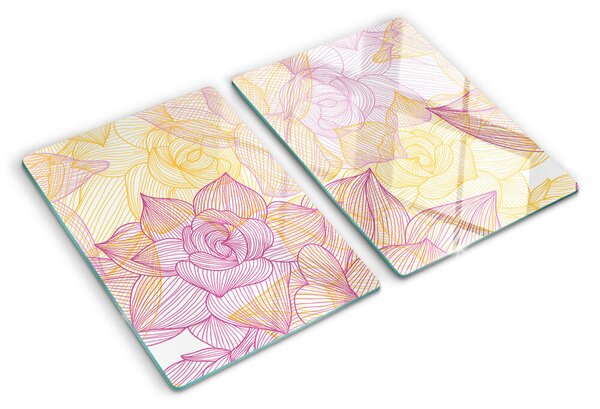 Tocător sticlă Model floral în culori pastelate
