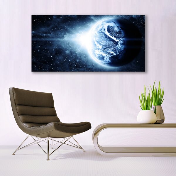 Tablou pe panza canvas Globe Universul Negru Albastru Alb