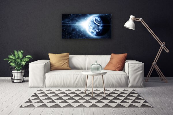 Tablou pe panza canvas Globe Universul Negru Albastru Alb
