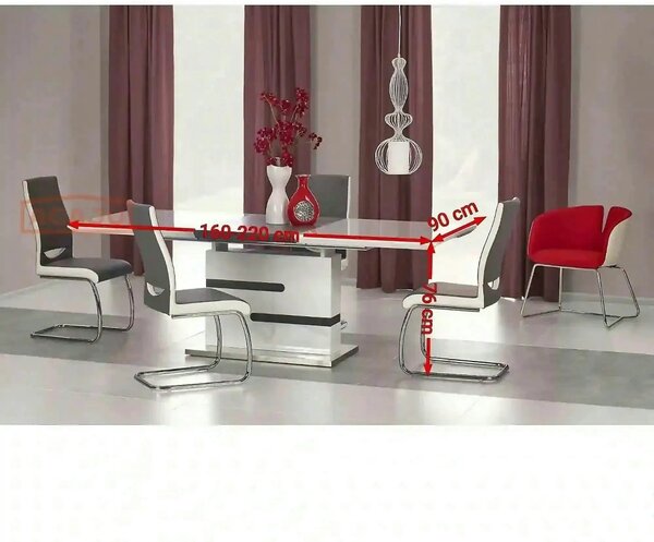 Masa extensibila MONACO, alb, 160/220x90x76 cm