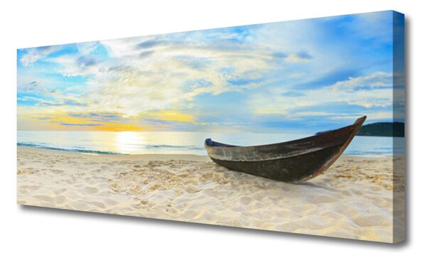 Tablou pe panza canvas Barca Beach Peisaj Gri Maro