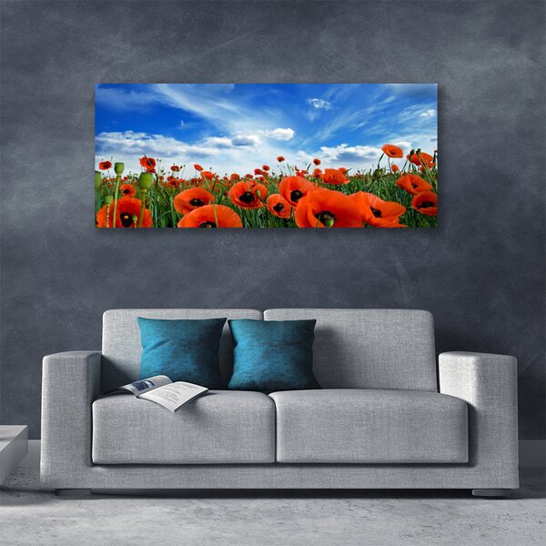 Tablou pe panza canvas Meadow Maci Floral Verde Roșu