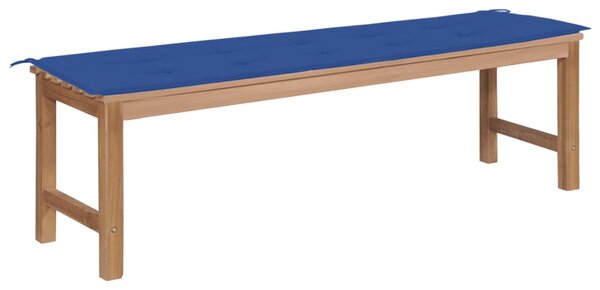 Bancă de grădină, pernă albastru regal, 150 cm, lemn masiv tec