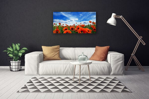 Tablou pe panza canvas Meadow Maci Floral Verde Roșu