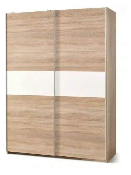 Dulap LIMA S1, alb/stejar sonoma, PAL laminat, cu 2 usi, 153x58x210 cm