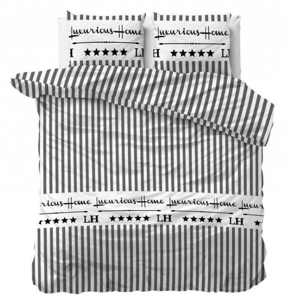 Lenjerie de pat albă, care nu se demodează, neagră, cu LUXURI HOME 140 x 200 cm