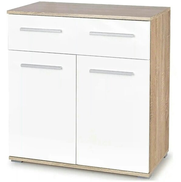 Comoda LIMA KM1, alb/stejar sonoma, PAL, 77x40x82 cm