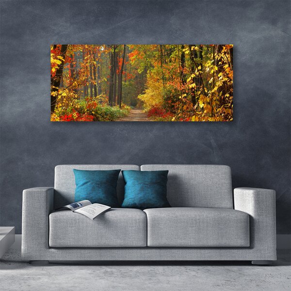 Tablou pe panza canvas Pădurea Verde Natura Brun Galben Portocaliu