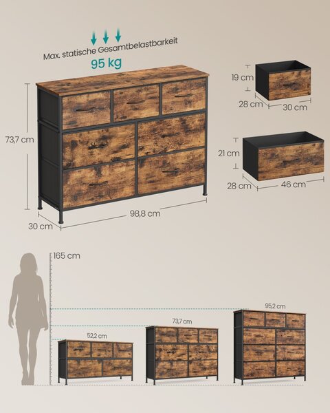 Comoda cu sertare, Flora, Maro, 30x98.8x73.7 cm