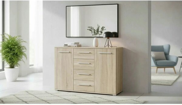 Comoda Lima KM4, stejar sonoma, PAL, 116x40x82 cm
