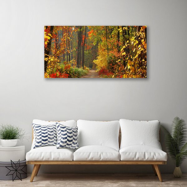 Tablou pe panza canvas Pădurea Verde Natura Brun Galben Portocaliu