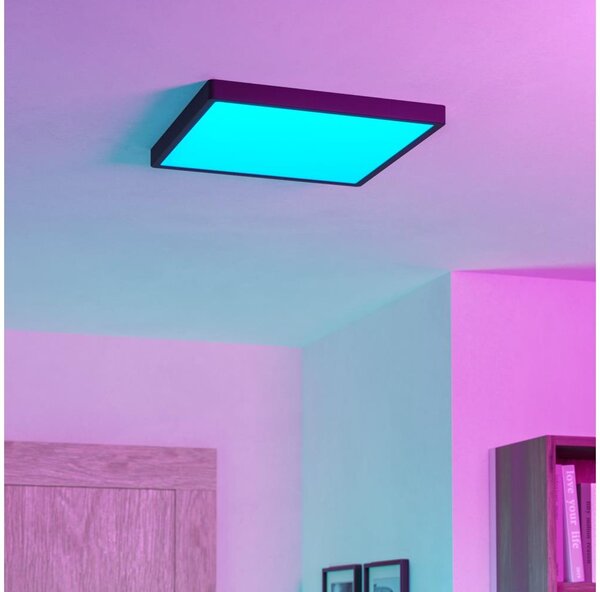 Eglo 901728 - Plafonieră LED RGBW dimabilă, cu sticlă fumurie FUEVA-Z LED/17,8W/230V 39cm IP44 negru