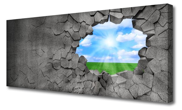 Tablou pe panza canvas Hole Grass Sky Art Gri Albastru Verde