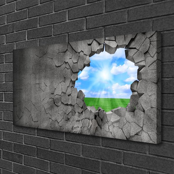 Tablou pe panza canvas Hole Grass Sky Art Gri Albastru Verde
