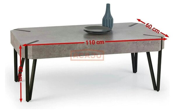 Masuta EMILY GREY, gri/negru, 110x60x42 cm