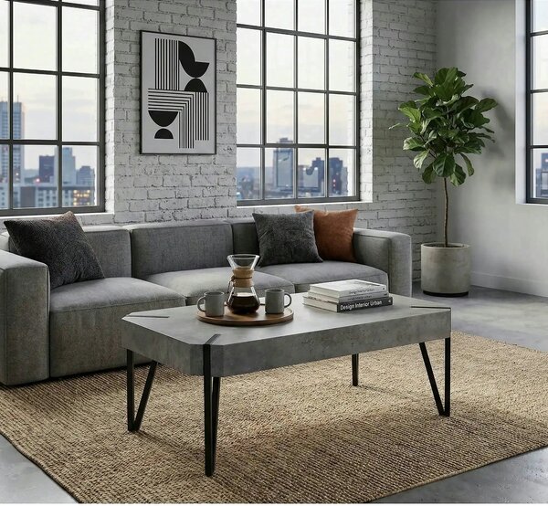 Masuta EMILY GREY, gri/negru, 110x60x42 cm