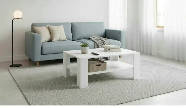 Masuta cafea KWADRO, alb, 110x65x53 cm