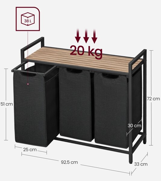 Cos de rufe, Vigo, Negru, 92.5x33x72cm
