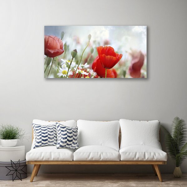 Tablou pe panza canvas Flori Floral Roșu Galben Alb