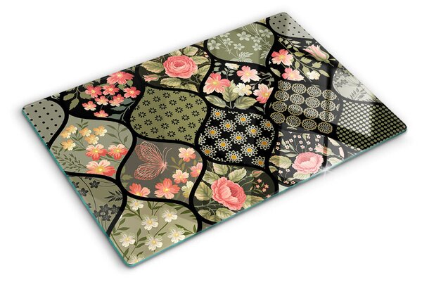 Tocător de bucătărie Patchwork floral cu modele geometrice
