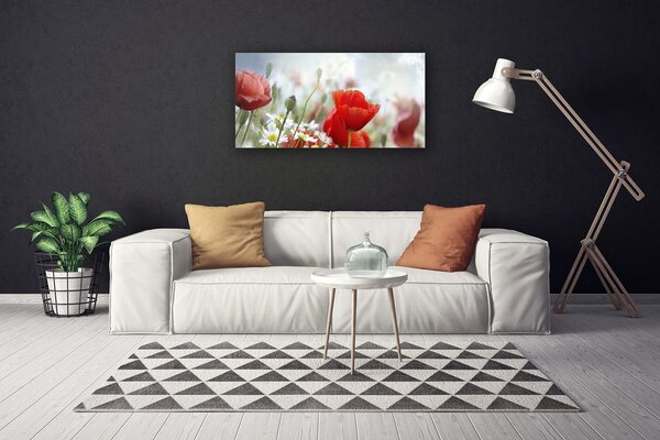 Tablou pe panza canvas Flori Floral Roșu Galben Alb