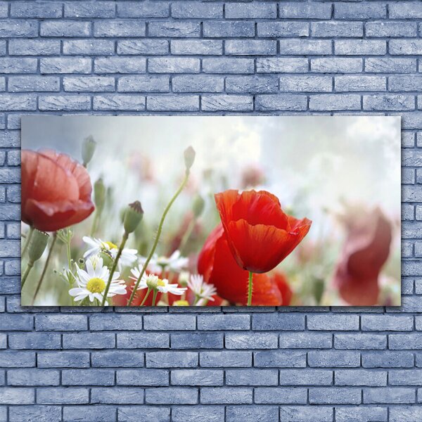 Tablou pe panza canvas Flori Floral Roșu Galben Alb