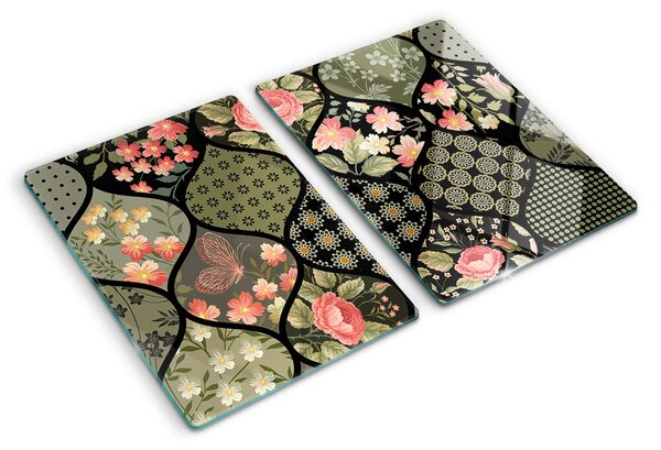 Tocător de bucătărie Patchwork floral cu modele geometrice