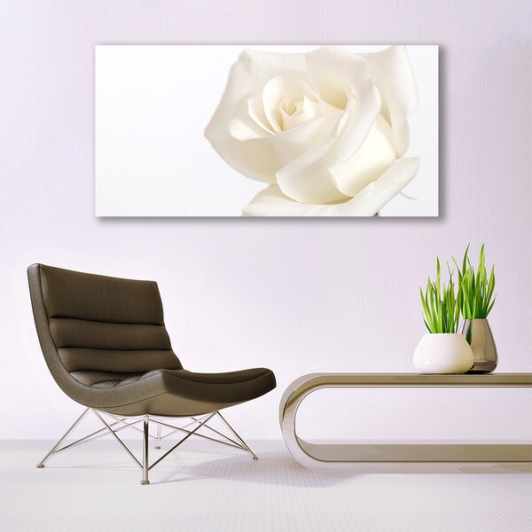 Tablou pe sticla Rose Floral alb