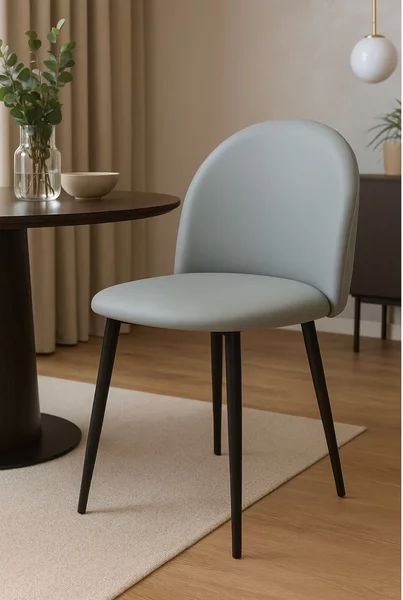 Scaun Piele Ecologică Bella Gri Picior Negru