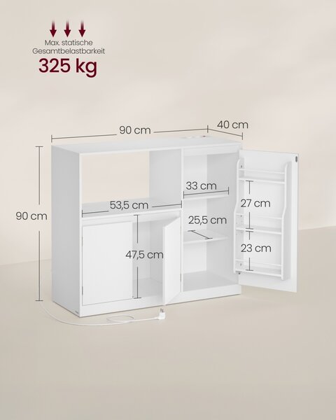Dulap bucatarie microunde, Mateo, Alb, 90x40x90 cm