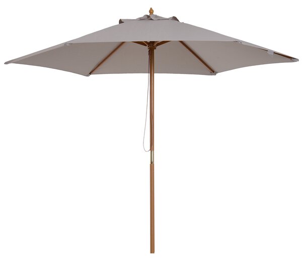 Outsunny Umbrelă de Grădină 2.5x2.3m Parasolar cu 6 Nervuri din Lemn și Poliester Crem | Aosom Romania