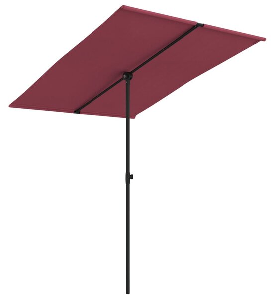Umbrelă de soare de exterior, stâlp aluminiu, bordo, 2 x 1,5 cm