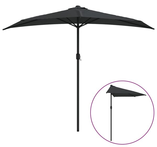 Umbrelă de balcon tijă aluminiu negru 270x144x222cm semicerc