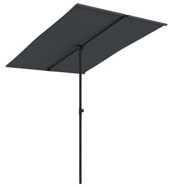 Umbrelă de soare de exterior, stâlp aluminiu, negru, 2 x 1,5 cm