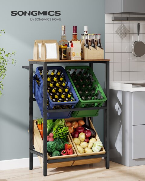Raft bucatarie pentru navete si lazi, Rico, Maro, 70.4x40x117.3 cm
