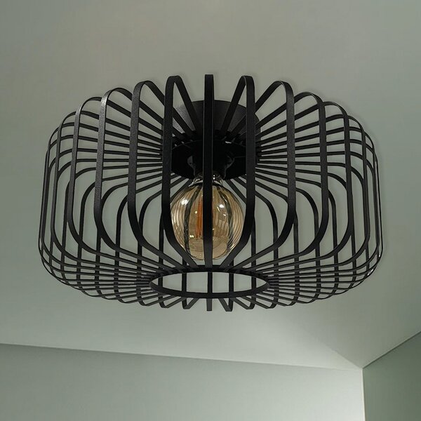 ROYALTECH Plafonieră Niko, negru, Ø 39 cm, metal, E27, reglabil, Camera de zi / sufragerie, Metal, Modern