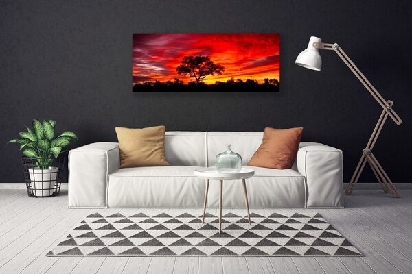 Tablou pe panza canvas Arborele Peisaj negru