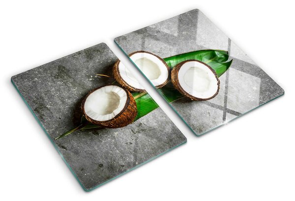 Tocător de bucătărie Nucă de cocos pe un fundal de beton