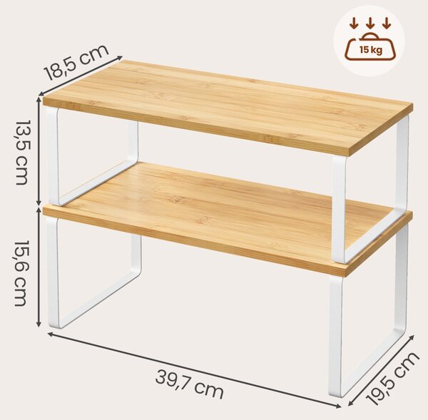 Set 2 rafturi pentru condimente, Silvio, Alb, 39.7x18.5x15.8 cm