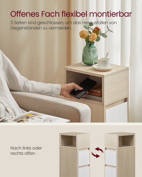 Set 2 noptiere, Rosa, Bej natural, 30x25x65 cm
