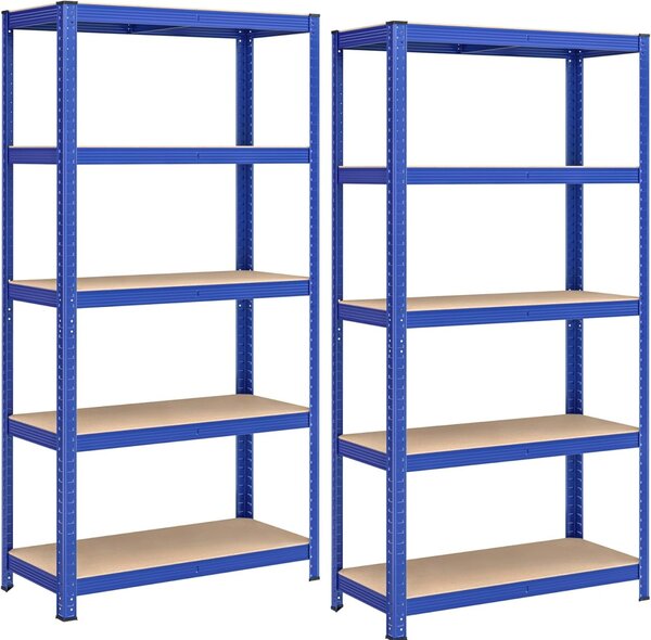 Set 2 rafturi depozitare, Lando, Albastru, 90x40x180cm