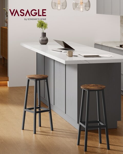 Set 2 scaune de bar, Pietro, Maro, 32.5x32.5x74 cm