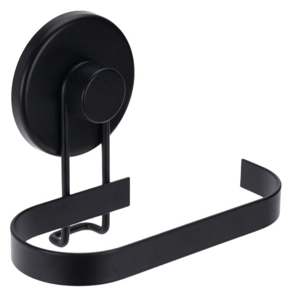 Suport hârtie igienică, Bathroom Solutions, prindere cu ventuză, negru mat, 14x8x11 cm