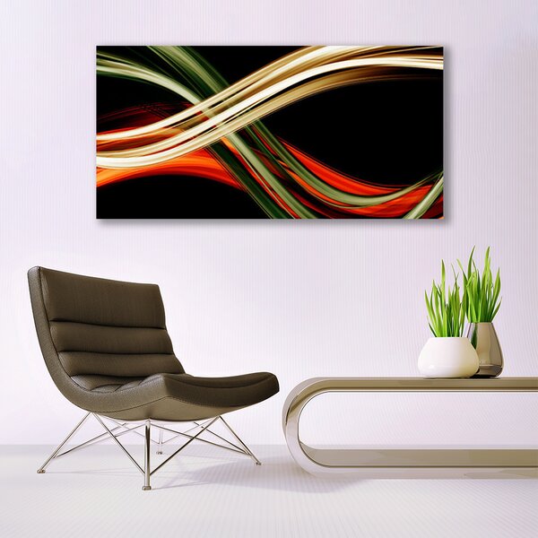 Tablou pe sticla Abstract Art Negru Verde Galben Portocaliu