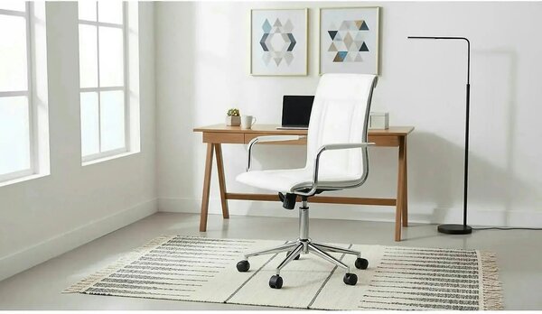 Scaun de birou PORTO 2, alb, piele ecologica, 53x57x97/107 cm