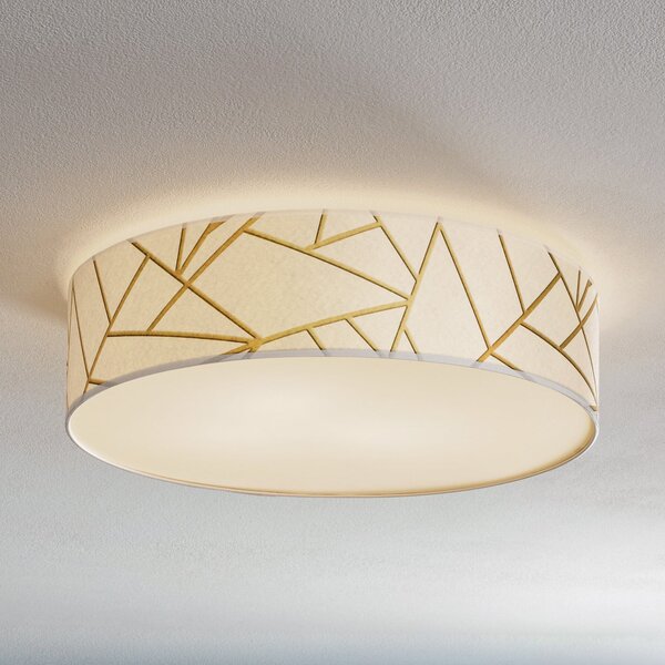 Eko-Light Plachetă Zulu alb/auriu rotundă, reglabil, Auriu / Alamă, Camera de zi / sufragerie, Țesătură / Textil, Modern
