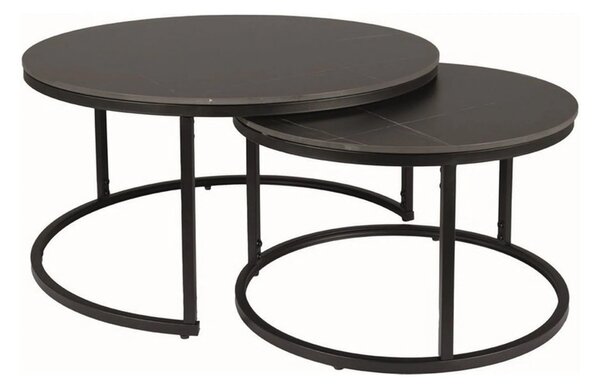Set 2 masute cafea FERRANTE D, negru, ceramica/metal