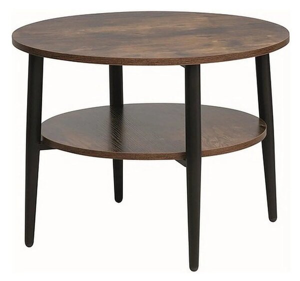 Masuta cafea ELLA B, maro rustic/negru mat, PAL/metal, 60x45 cm