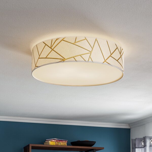 Eko-Light Plachetă Zulu alb/auriu rotundă, reglabil, Auriu / Alamă, Camera de zi / sufragerie, Țesătură / Textil, Modern