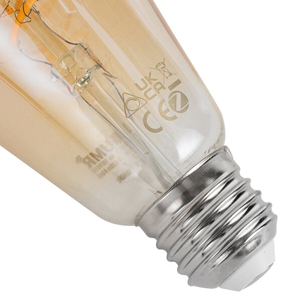 Set de 3 becuri LED inteligente E27, reglabile, ST64 4,9W 320 lm 2500K, inclusiv hub inteligent Zigbee
